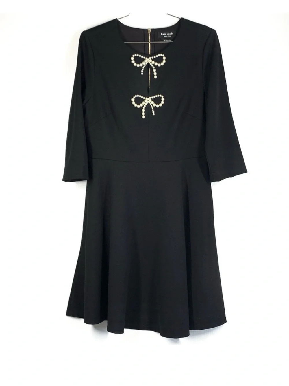 NEW Kate Spade Pearl Bow Ponte Dress in Black
